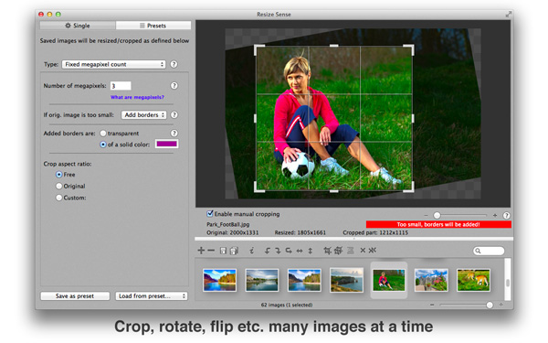 Resize Sense - Manual crop and straighten