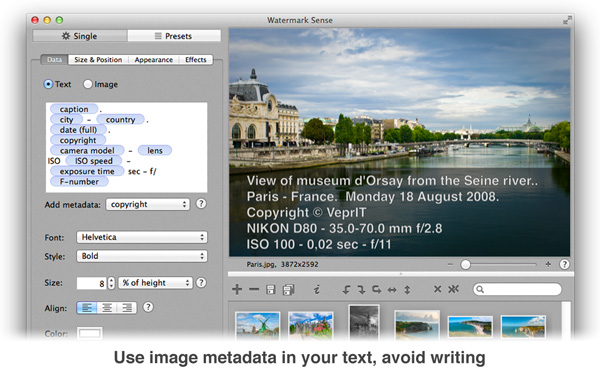 Watermark Sense - Watermark options