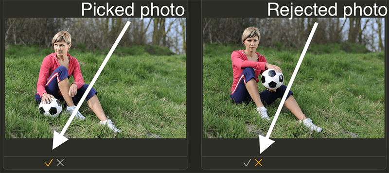 Manage photos on Mac. Flag photos as picked or rejected in Photo Sense.